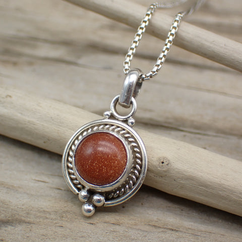 Sterling Silver Goldstone Charm