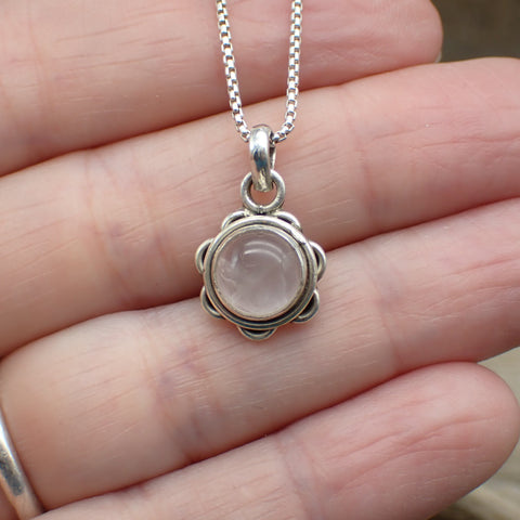 Rose Quartz Gemstone Sterling Silver Pendant