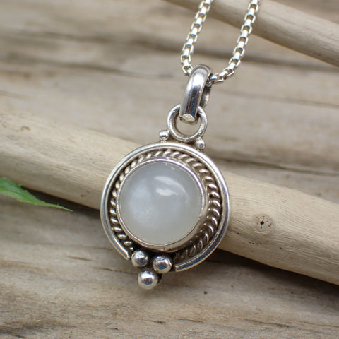 Moonstone Gemstone Simple Sterling Silver Pendant