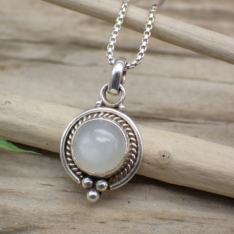 Moonstone Gemstone Simple Sterling Silver Pendant