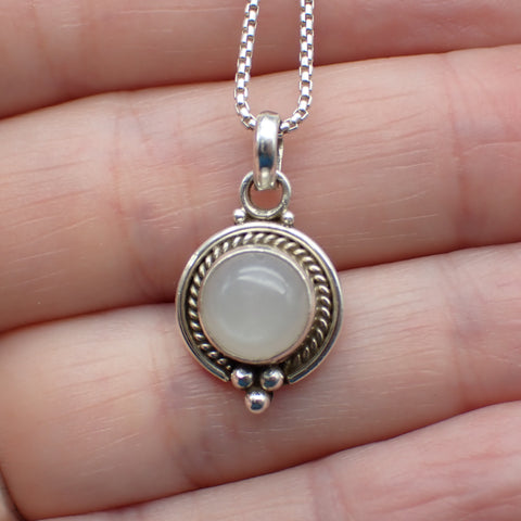 Moonstone Gemstone Simple Sterling Silver Pendant