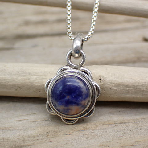 Sterling Silver Sodalite Flower Charm