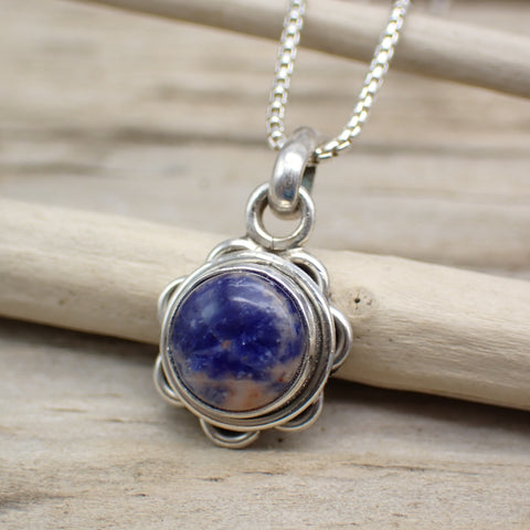 Sterling Silver Sodalite Flower Charm