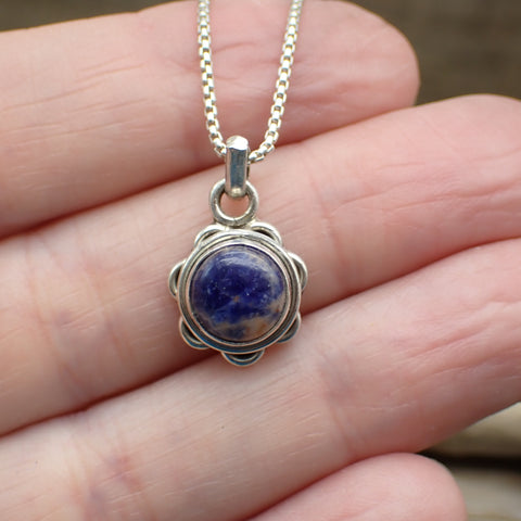 Sodalite Gemstone Sterling Silver Pendant