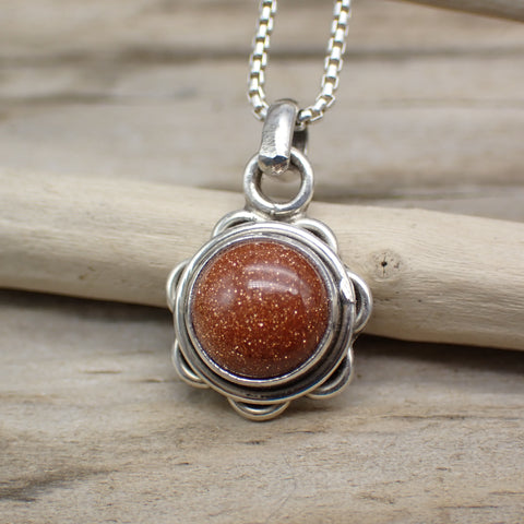 Goldstone Gemstone Sterling Silver Pendant