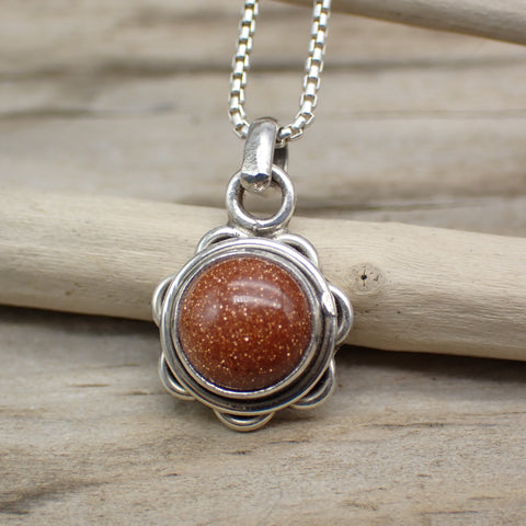 Goldstone Gemstone Sterling Silver Pendant