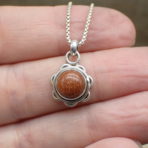 Goldstone Gemstone Sterling Silver Pendant