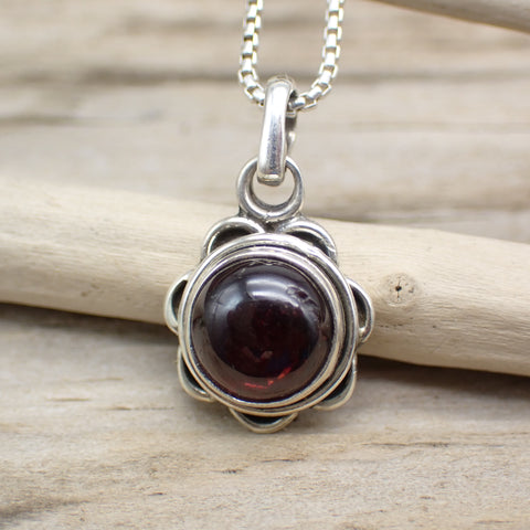 Garnet Gemstone Sterling Silver Pendant