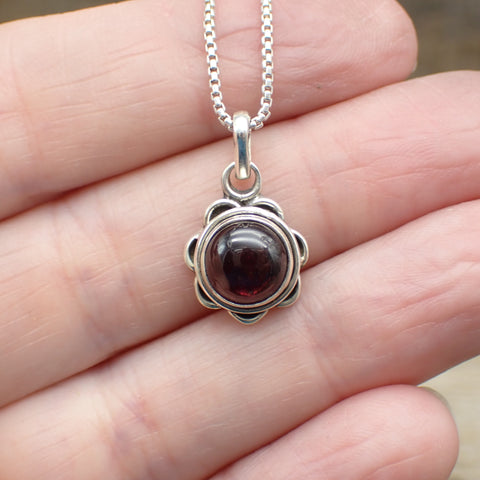 Garnet Gemstone Sterling Silver Pendant