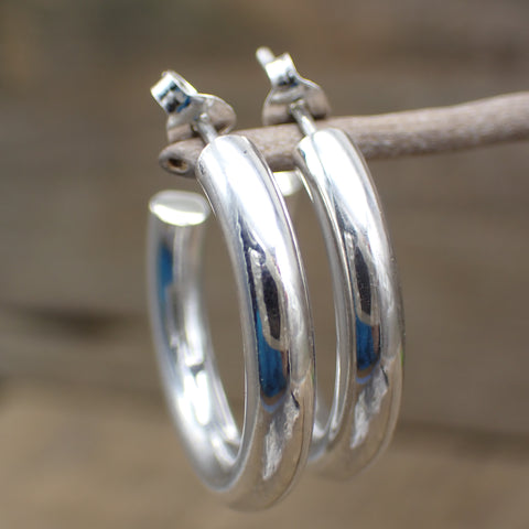 Sterling Silver Simple Post Hoops