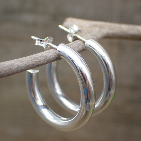 Sterling Silver Simple Post Hoops