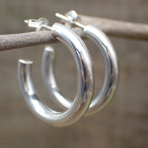 Sterling Silver Simple Post Hoops