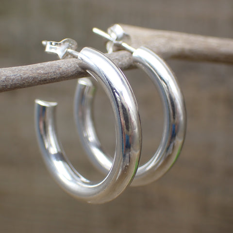 Sterling Silver Simple Post Hoops