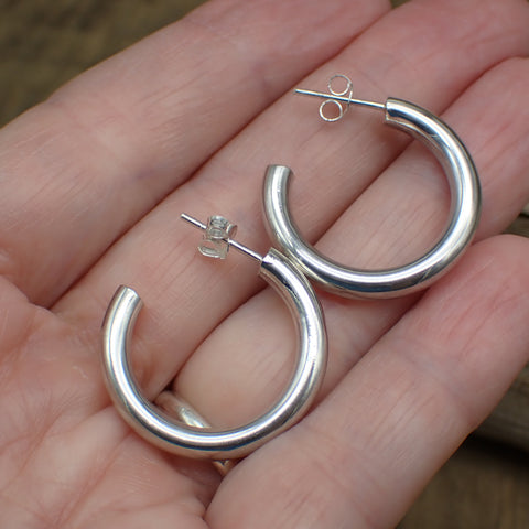 Sterling Silver Simple Post Hoops