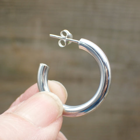 Sterling Silver Simple Post Hoops