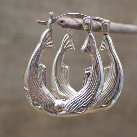 Sterling Silver Whale Hoops