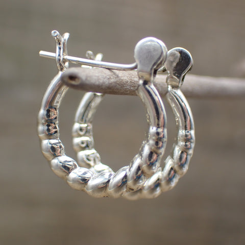 Sterling Silver Patterned Hoops