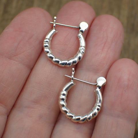 Sterling Silver Patterned Hoops