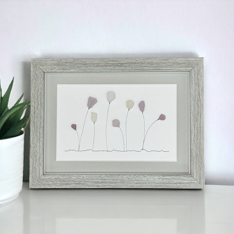 Sea Glass Purple Flower Garden Picture Pebble Art