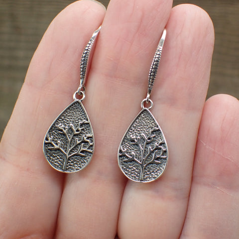 sterling silver teardrop tree earrings