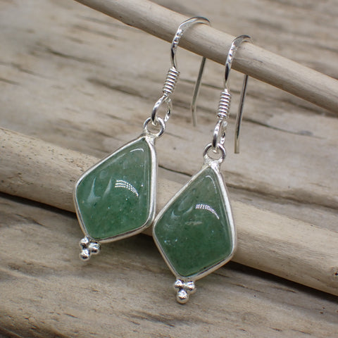 Boucles d'oreilles en argent sterling avec aventurine verte 