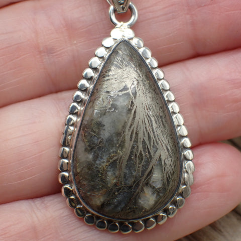 Pyrite in Quartz Sterling Silver Pendant