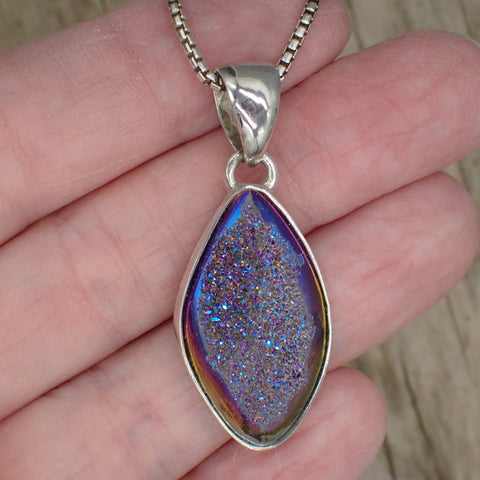 Titanium Plated Quartz Sterling Silver Pendant