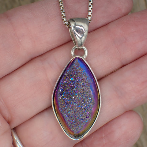 Titanium Plated Quartz Sterling Silver Pendant