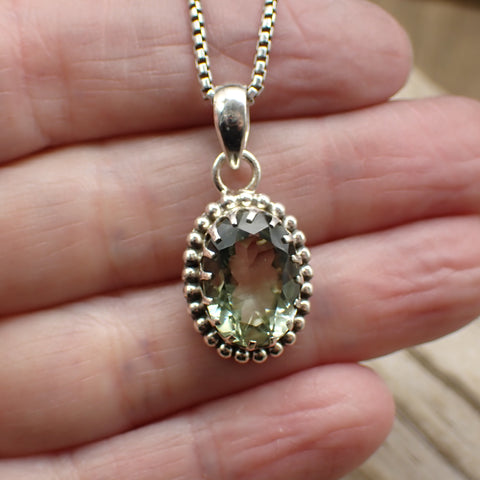 Praisolite Faceted Sterling Silver Pendant