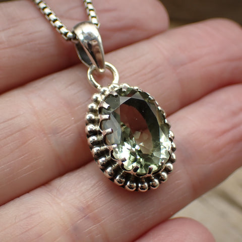 Praisolite Faceted Sterling Silver Pendant