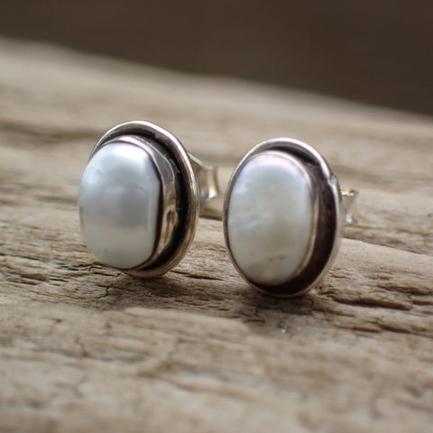 Pearl Sterling Silver Stud Earrings