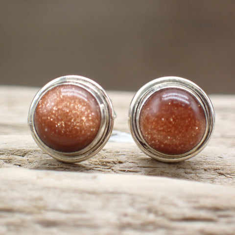 Goldstone Sterling Silver Stud Earrings