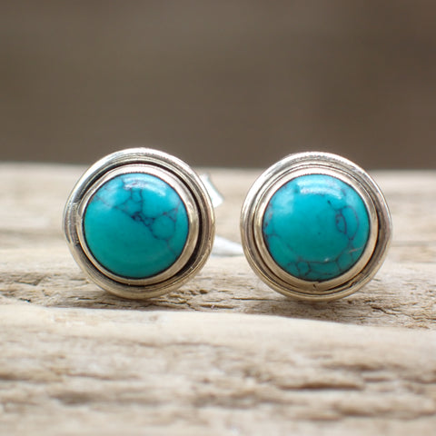 Dyed Blue Howlite Sterling Silver Stud Earrings