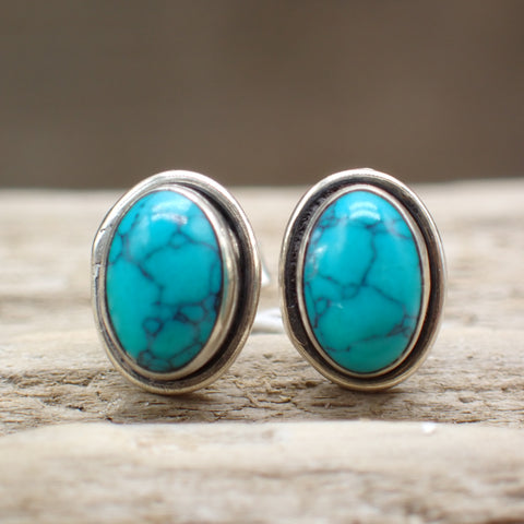 Dyed Blue Howlite Sterling Silver Stud Earrings