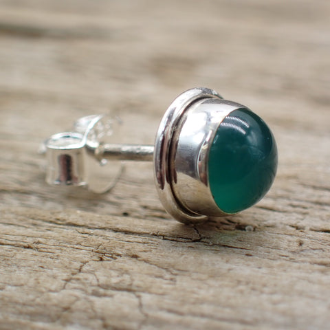 Green Onyx Sterling Silver Stud Earrings