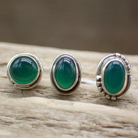 Green Onyx Sterling Silver Stud Earrings