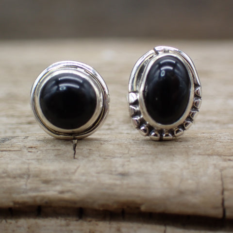 Black Onyx Sterling Silver Stud Earrings