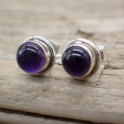 Amethyst Sterling Silver Stud Earrings