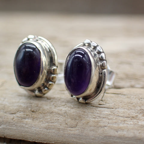 Amethyst Sterling Silver Stud Earrings