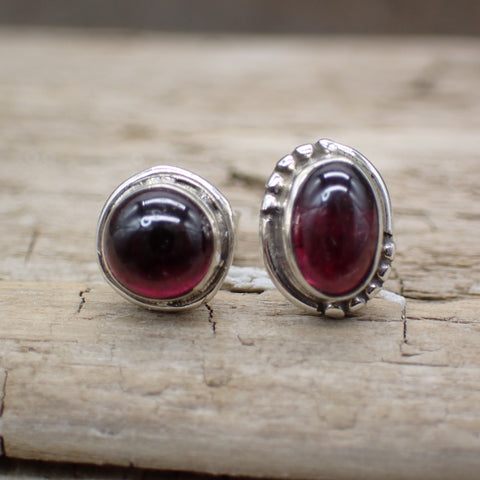 Sterling Silver Garnet Studs