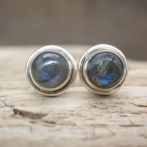 Labradorite Sterling Silver Stud Earrings