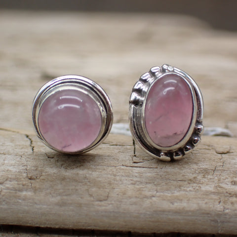 Rose Quartz Sterling Silver Stud Earrings