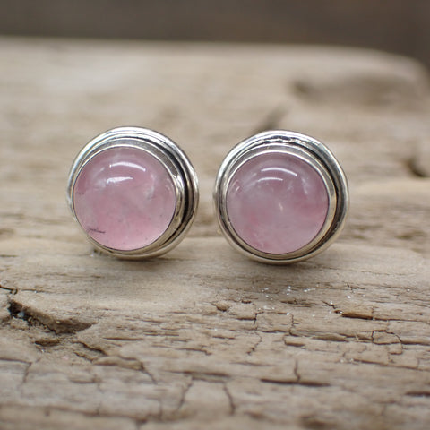 Rose Quartz Sterling Silver Stud Earrings