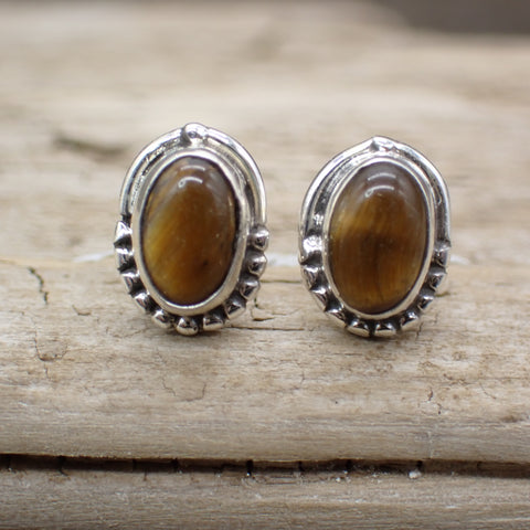 Sterling Silver Tigers Eye Studs