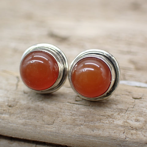 Carnelian Sterling Silver Stud Earrings