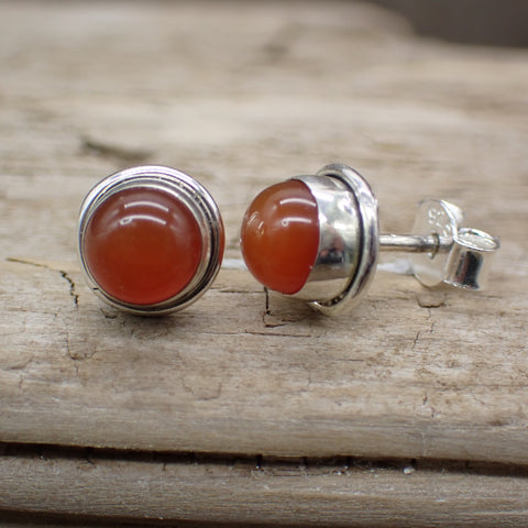 Carnelian Sterling Silver Stud Earrings