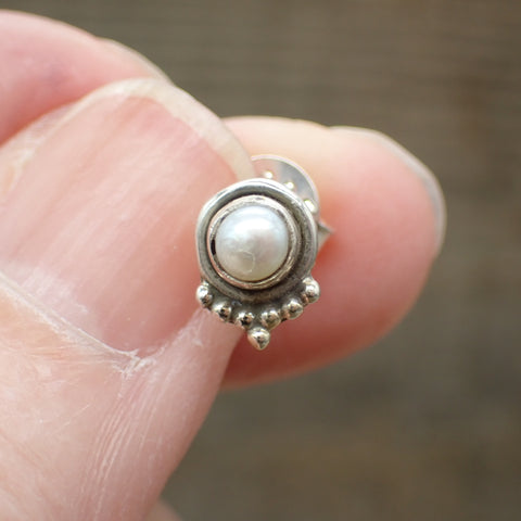 Sterling Silver Pearl Stud Earrings