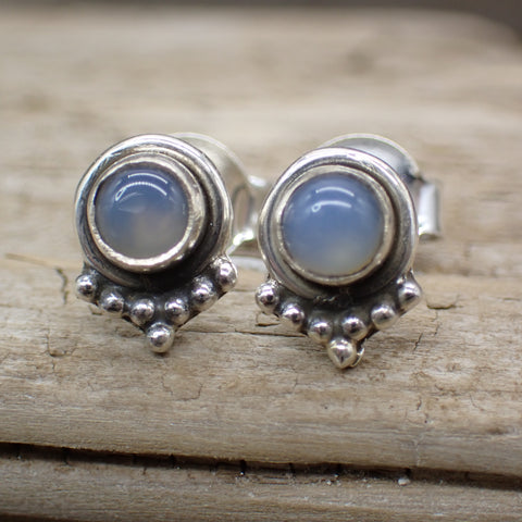 Sterling Silver Gray Chalcedony Stud Earrings