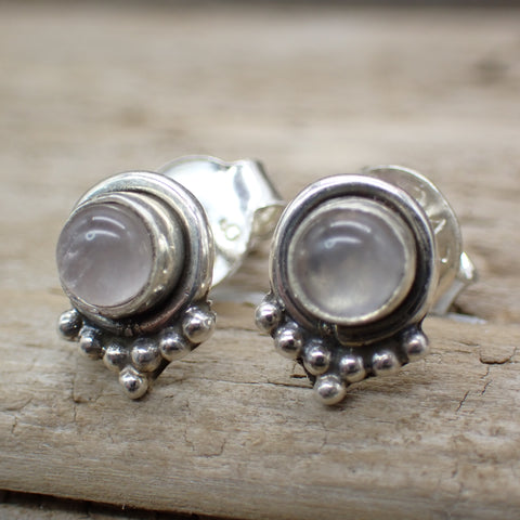 Sterling Silver Rose Quartz Studs