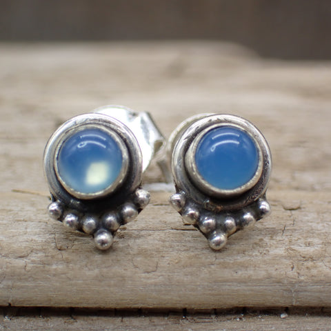 Pendientes de plata de ley con calcedonia azul 